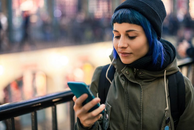 Keeping children safe online Teenager using smartphone