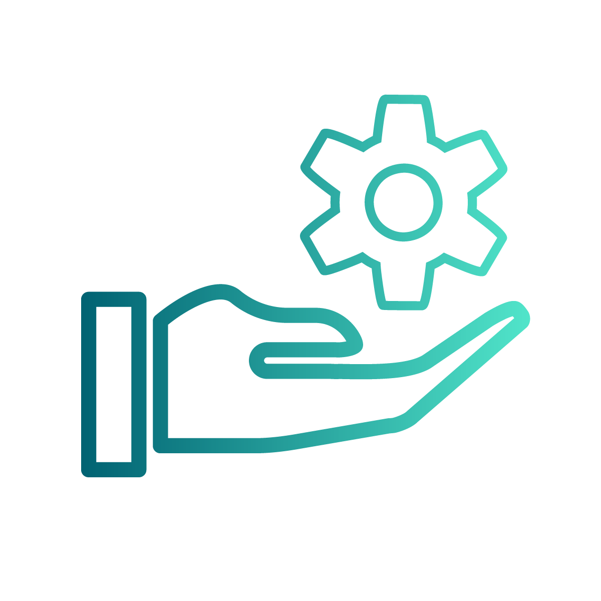 Hand with a settings cog icon